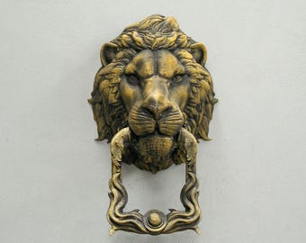 Lion Head Door Knocker | Classic Vintage Design |  Gate Knocker Handle Pull Door Accessory Home Decor