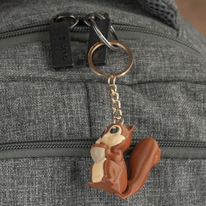 Cute Squirrel in a Nut Keychain Container | Unique Animal & Acorn Printed Keychain | Lightweight Squirrel Key Ring | Hanging Remote Chain