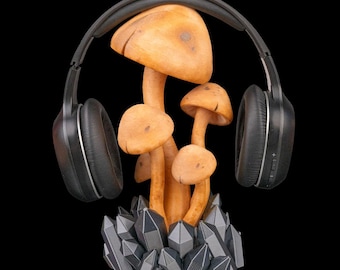 Supporto per cuffie a forma di fungo Twilight Rest, supporto per cuffie Fantasy Crystal Forest per scrivania, regalo per giocatori, decorazione Cottagecore, espositore stampato in 3D