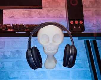 Supporto per cuffie Skull Vice / Espositore da scrivania unico / Supporto per cuffie in osso / Arredamento minimalista per gli amanti degli scheletri