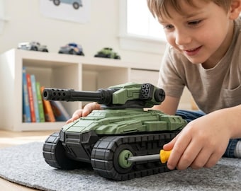 Tank Desk Toy, Articulated Rotating Turret Military Tank Model, Cool Fidget Desk Decor for Adults, Gift for Him Dad Boys, Tank Gift