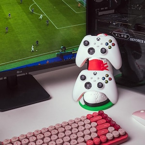 PS5/PS4/XBOX 2 Tier Controller Stand | Soccer Shoes Universal Display Stand Design | Console Controller Holder | Football Gaming Accessory