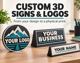 Custom 3D Printed Signs & Logos | Your 2D Design or STL File | Personalized Name Signs