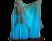 Dabbing Ghost Skeleton Table Lamp Decor | Unique Un-DAB Spooky Plug in Desk Lamp | Scary Night Light Dancing Bone Skull Party Decor