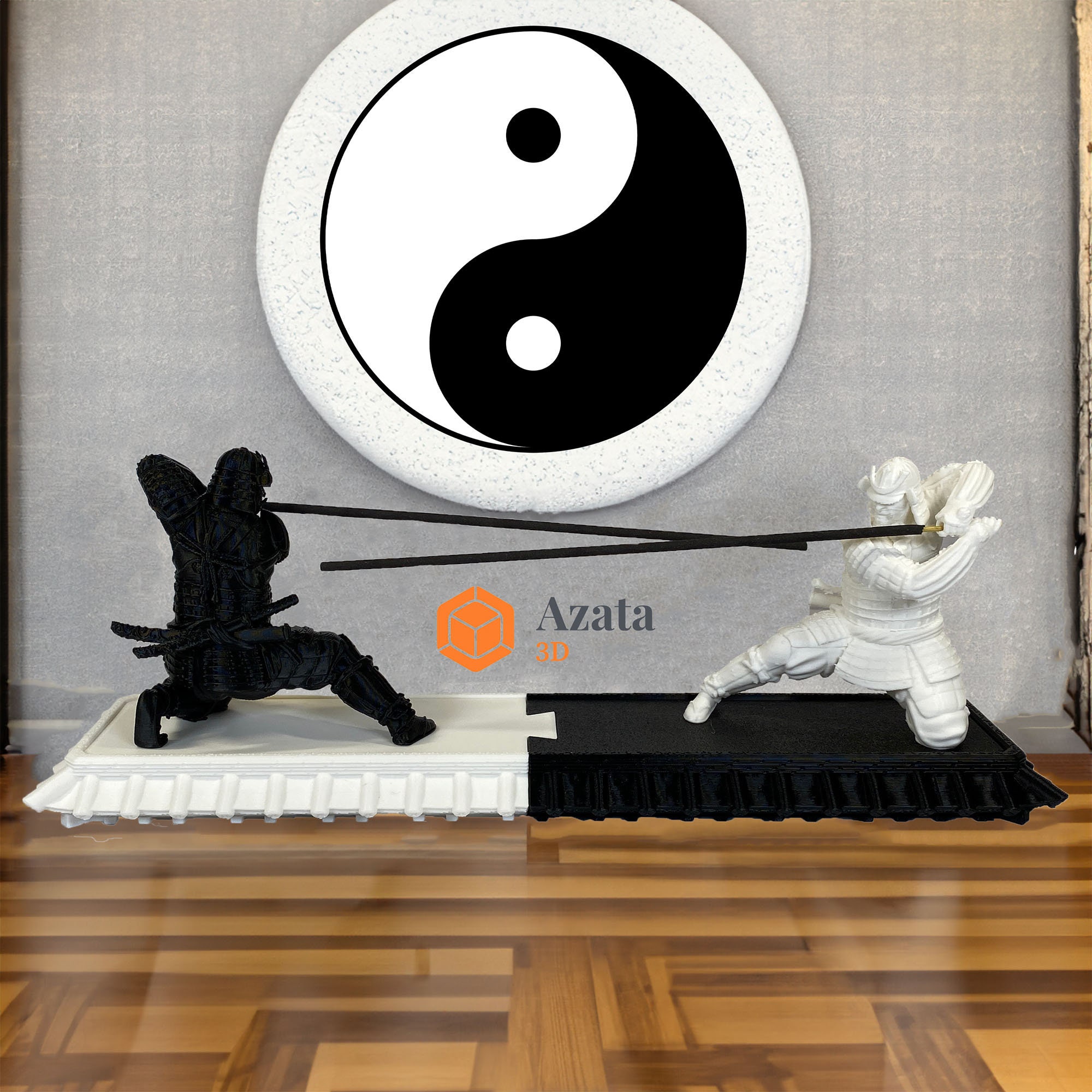 Yin & Yang Samurai Incense Holder - Double Incense Sticks Burner