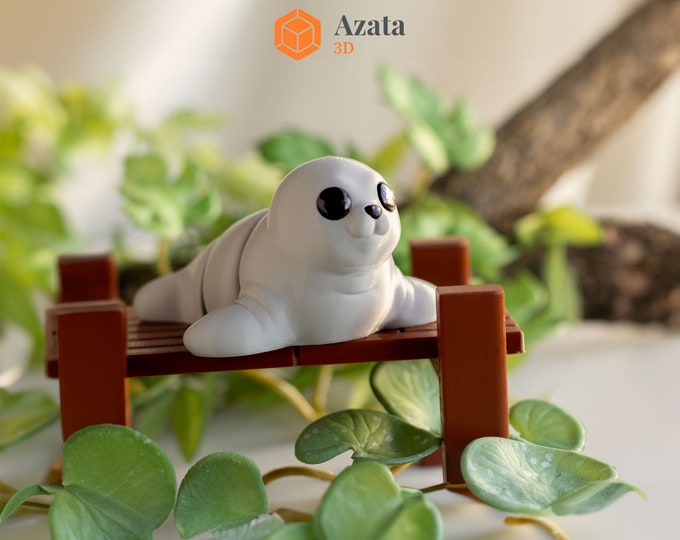 Baby Seal with Dock | Cute Toy Animal Keychain Articulated