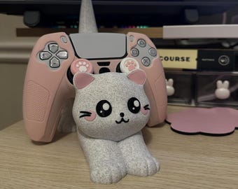 PS5/PS4/XBOX Controller Stand | Cute Cat Stand | Unique Console Kitten Design | Smartphone & Controller Holder | Kitty Gaming Accessory