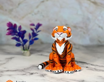 Articulated Bengal Tiger | Realistic Tiger with Orange & White Color Options | Unique Beast with Movable Parts | Suitable for Home and Desk