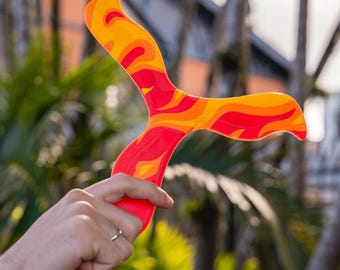 3 Wing Boomerang, Tri-Blade Flame Boomerang, Outdoor Throwing Toy, Red Orange Flying Game Gift