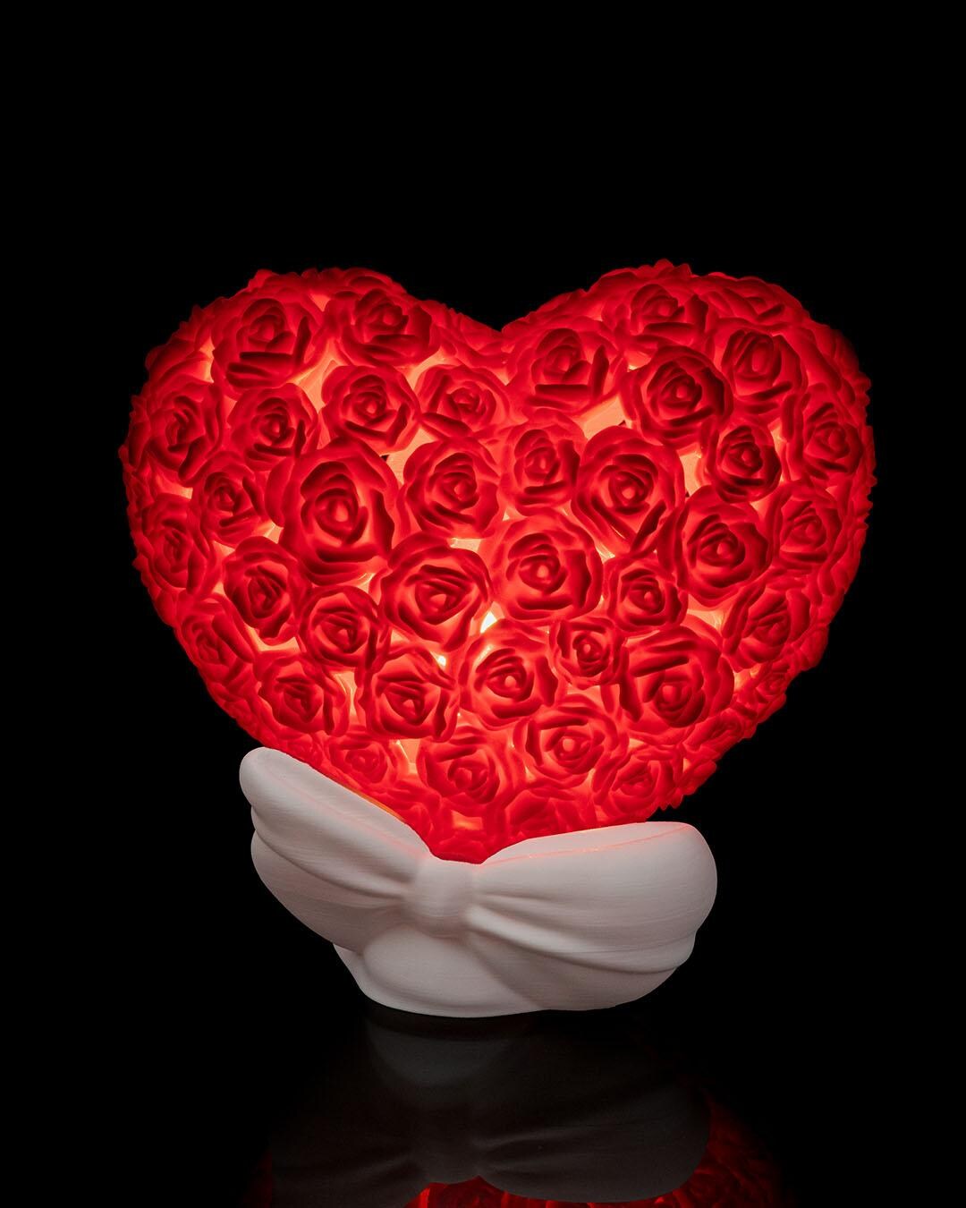 Rose Heart Table Lamp Night Light 3D Printed Romantic Bedroom Decor ...