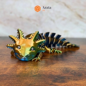 Axolotl mignon articulé | Adorable réplique réaliste d&#39;Axolotl | Jouet de bureau Big Smile Axolotl Fidget pour le TDAH et le soulagement du stress | Yeux peints