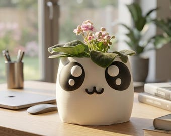 Cute Panda Planter, Self Watering Kawaii Plant Pot, Succulent Pot, Anime Face Planter, Cute Desk Decor, Plant Lover Gift for Her