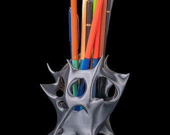 Abstract Organic Pencil Holder - 3D Printed Futuristic Desk Organizer, Pen & Pencil Stand, Custom Color Catalog Options