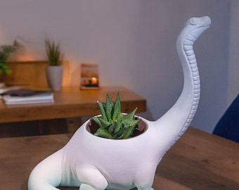 Herbivore Planter | Dinosaur Succulent Planter Flower Plant Pot | Window Box | Cartoon Animal Decor | 9.5 Inch | Indoor Outdoor Yard Garden