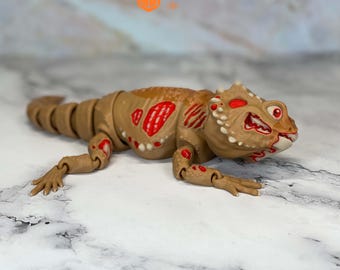 Zombie Bearded Dragon ZOMBEARDIE Flexible Sensory Toy Fully Painted And Articulated