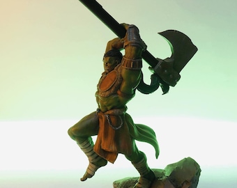 Orc Pen Holder | Antique Beast Soldier Desk Stand | Mythical Warrior Pencil Organizer | Orc Axe Handler Soldier Holder | Orc Warrior Stand