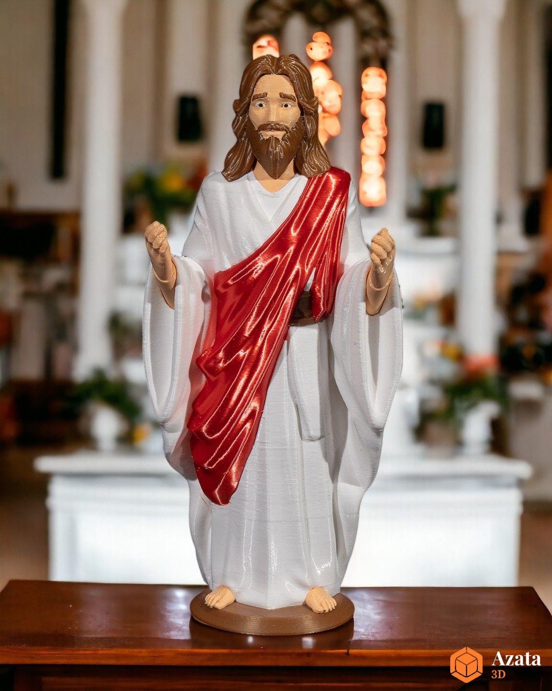イエス・キリスト像 Jesus Statue アンティーク 木彫り彫刻 両手を広げたイエス・キリスト像 | 高さ6.1インチの聖人像 宗教的な