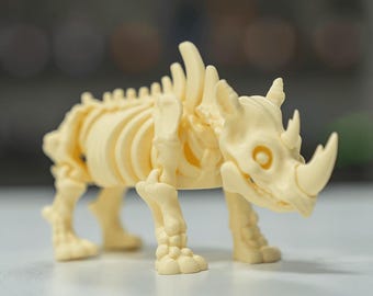 Articulated Skeleton Rhino Decoration | Skeleton Animal Spooky Decor | Rhino Horn Bones for Outdoor Indoor Party Props | Table Yard Décor