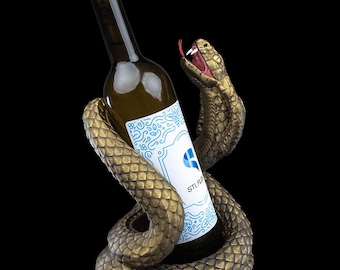 Naja's Embrace Wine Bottle Holder | Unique Decorative Single Wine Bottle Holder | Wine Holder Stand | Wine Bar | Wine Decor | Snake Figurine
