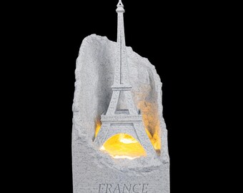 Eiffel Tower Statue, Paris France Decor, Miniature Landmark Sculpture, Light Up Eiffel Tower Lamp, 13 cm or 20 cm