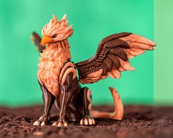 Articulated Griffin Figurine - 3D Printed Mythical Creature Toy, Fantasy Desk Decor Gift for Kids, Gamers & Collectors
