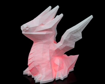 Low Poly LED Dragon Figurine - 3D Printed RGB Light Up Statue with Remote, Fantasy Desk Lamp Decor Gift for Gamers, Kids & Collectors