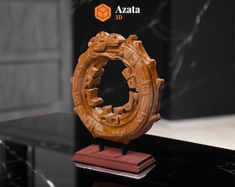 Ouroboros Asteca | Estátua Asteca Histórica Única | Decoração Elegante para Casas e Quartos Modernos