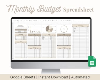 Monthly Budget Planner For Google Sheets, Budget Spreadsheet, Expense Tracker, Budget Template, Savings Tracker, Financial Planner