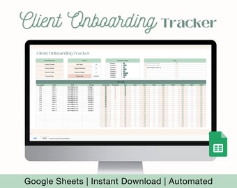 Client-onboarding-spreadsheet voor Google Spreadsheets, Client Tracker, Small Business-sjabloon, CRM-dashboard, Lead Tracker, Client Planner