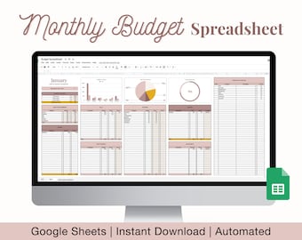 Monthly Budget Planner For Google Sheets, Budget Spreadsheet, Expense Tracker, Budget Template, Savings Tracker, Financial Planner