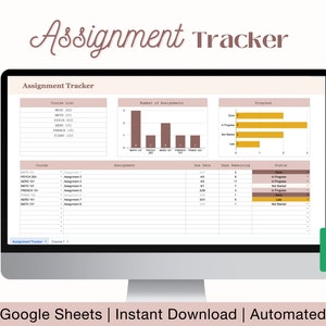 Assignment Tracker for Google Sheets, Student Planner, Academic Planner ...
