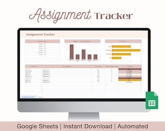 Assignment Tracker for Google Sheets, Student Planner, Academic Planner, High School and College Planner, Assignment Checklist,Grade Tracker