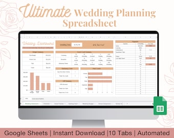 Ultimate Wedding Planning Spreadsheet, Wedding Budget Spreadsheet, Wedding Checklist, Guest List, Guest Seating Chart, Wedding Planner, Boho