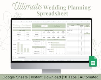 Ultimate Wedding Planning Spreadsheet, Wedding Budget Spreadsheet, Wedding Checklist, Guest List, Guest Seating Chart, Wedding Planner, Sage