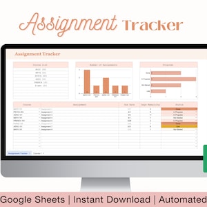 Assignment Tracker for Google Sheets, Student Planner, Academic Planner ...