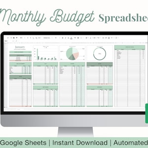 Monthly Budget Planner For Google Sheets, Budget Spreadsheet, Expense Tracker, Budget Template, Savings Tracker, Financial Planner