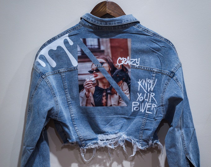 Ripped bottom shop denim jacket