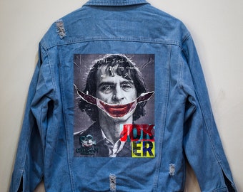 NEW Joker Men's Denim Jacket | La Casa De Papel Jacket | Pearl Denim Jacket | Popular Jean Jacket | Ripped Denim Jacket | Men's Streetwear