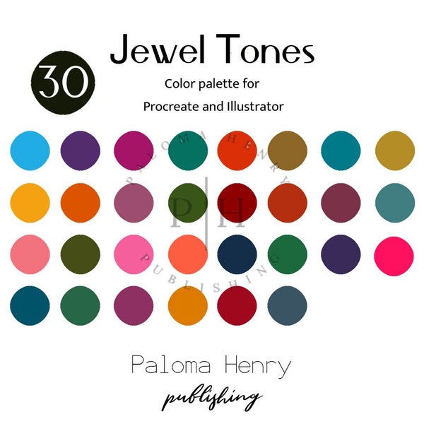 Procreate Color Palette | Jewel Tones Color Palette | Digital Art | Color Swatches | Digital Download