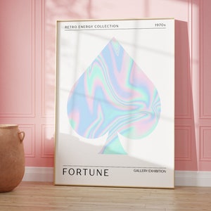 Fortune Energie Retro Print | Moderne Farbverlaufskunst | Holographische Wohnheim Dekoration | Ästhetisches Raumdekor | Digitaler Download DRUCKBARE Wandkunst