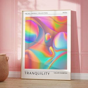 Tranquility Retro Energy Print | Modern Gradient Art | Holographic Dorm Decor | Aesthetic Room Decor | Digital Download PRINTABLE Wall Art