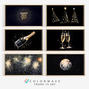 6 New Years Eve Frame TV Art Images | New Years Eve Decor | Modern New Years Wall Art | Digital Download Samsung Frame TV Wall Art Set