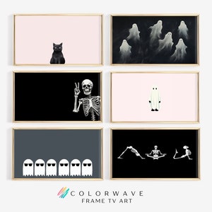 6 Preppy Halloween Frame TV Art Images | Halloween Decor | Halloween Wall Art | Digital Download Samsung Frame TV Wall Art Set