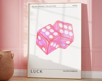 Luck Preppy Retro Energy Print | Modern Gradient Art | Holographic Dorm Decor | Aesthetic Room Decor | Digital Download PRINTABLE Wall Art