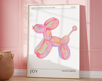 Joy Preppy Retro Energy Print | Modern Gradient Art | Holographic Dorm Decor | Aesthetic Room Decor | Digital Download PRINTABLE Wall Art