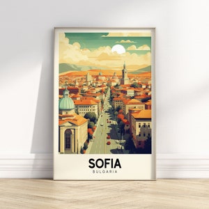 Retro Sofia Travel Poster | Vintage City Art | Colorful Travel Print | Europe Prints | Digital Download PRINTABLE Retro Wall Art