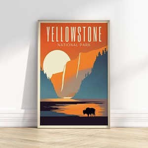 Yellowstone National Park Wall Art Print | Retro Vintage National Park Print | National Park Gift | Digital Download PRINTABLE Travel Poster