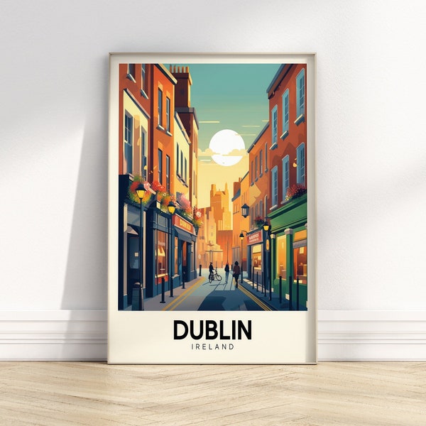 Retro Dublin Travel Poster | Vintage City Art | Colorful Travel Print | Europe Prints | Digital Download PRINTABLE Retro Wall Art
