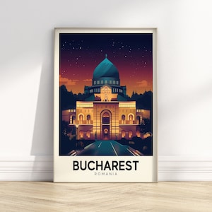 Retro Bucharest Travel Poster | Vintage City Art | Colorful Travel Print | Europe Prints | Digital Download PRINTABLE Retro Wall Art