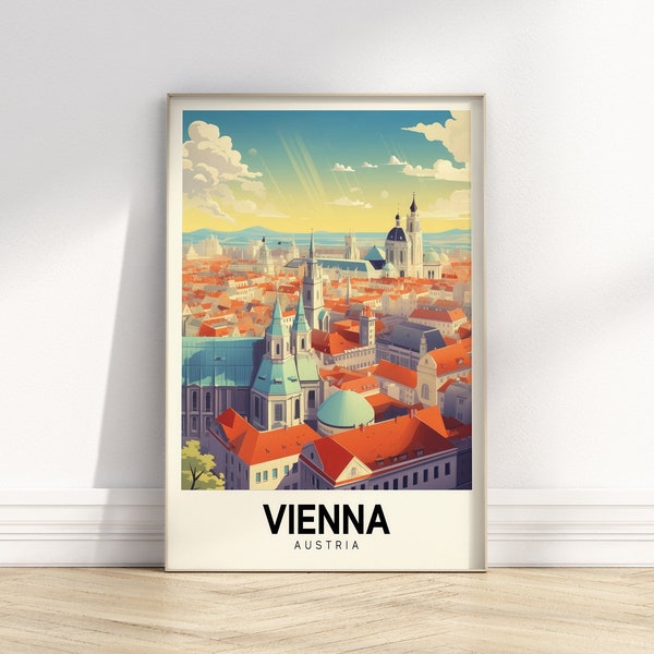 Retro Vienna Travel Poster | Vintage City Art | Colorful Travel Print | Europe Prints | Digital Download PRINTABLE Retro Wall Art